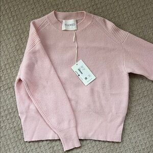 Closed Women's Soft Pink Crew Neck Sweater - 100% Wool